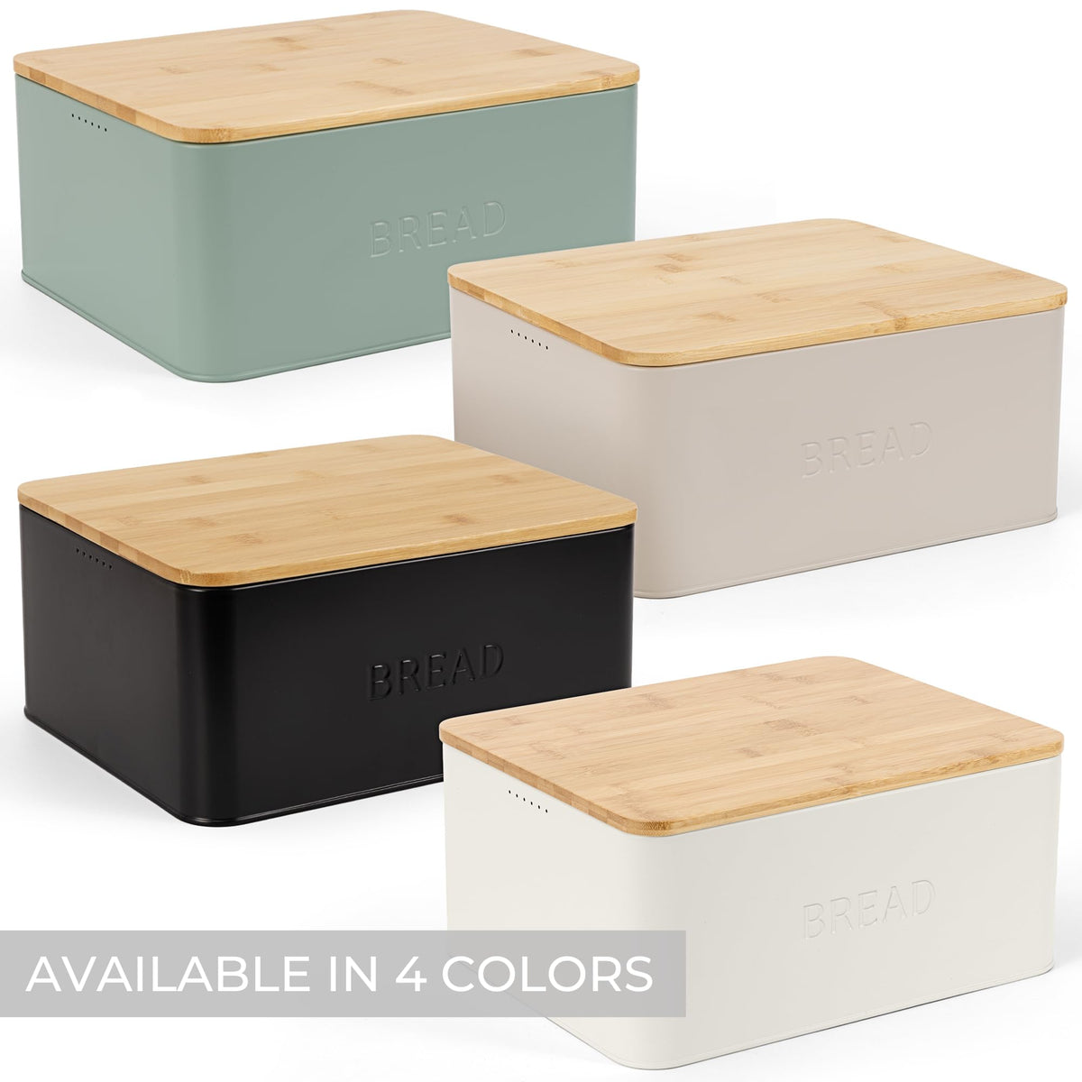 ZICOTO kitchen bread box with wooden lid – safe, stylish counter storage for fresh bread.
