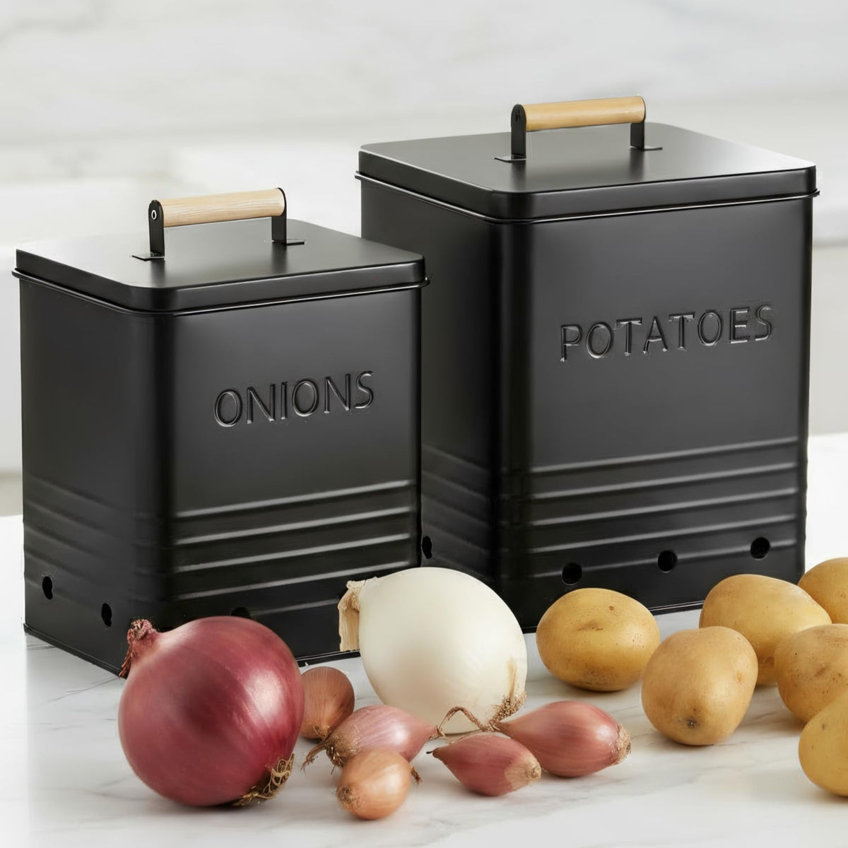 ZICOTO kitchen counter organization idea for a tidy produce station.