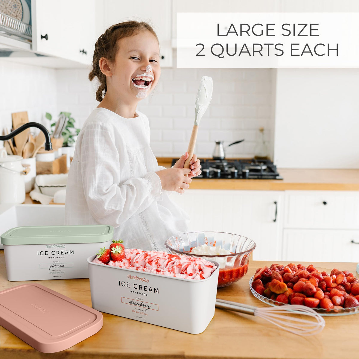 ZICOTO stackable ice-cream tubs keep freezer organized and space-saving.