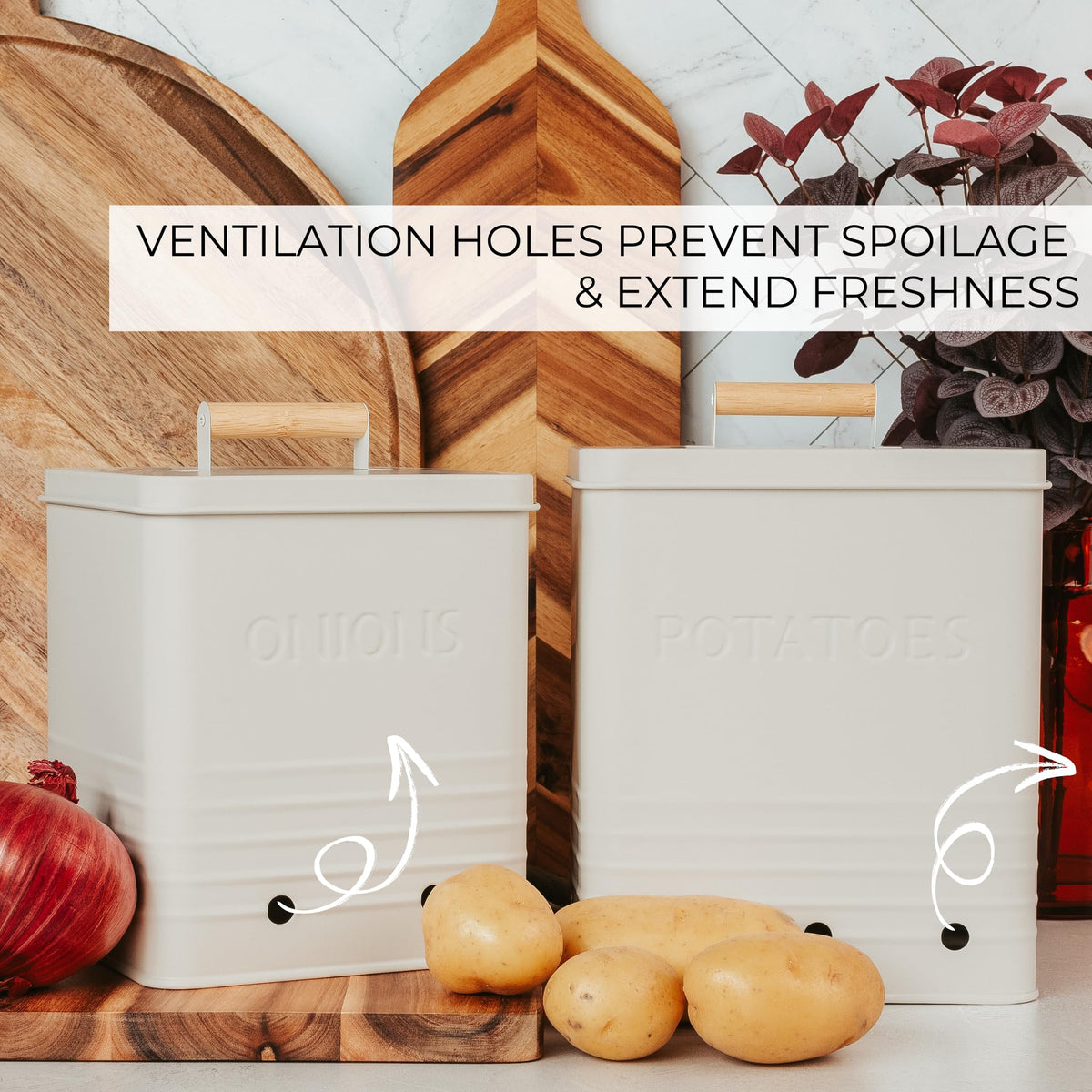 ZICOTO wooden lid handle adds convenient grip and farmhouse charm.