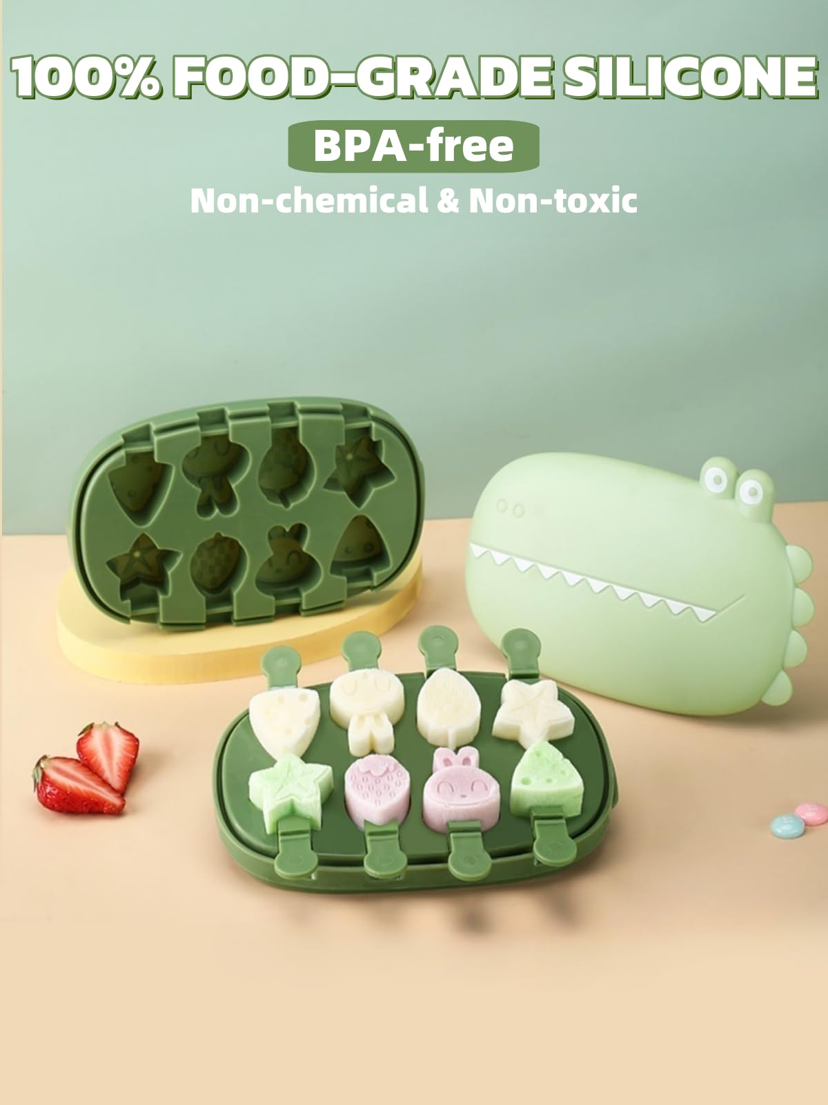 Zigihos 8-piece set with non-stick silicone supports quick, mess-free popping