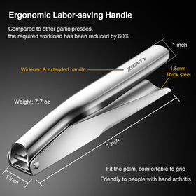 ZIGNTY garlic press with dense round holes closeup emphasizes even paste texture