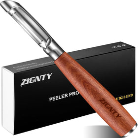 ZIGNTY vegetable peeler with ultra-sharp swivel blade for smooth peeling and reduced waste.