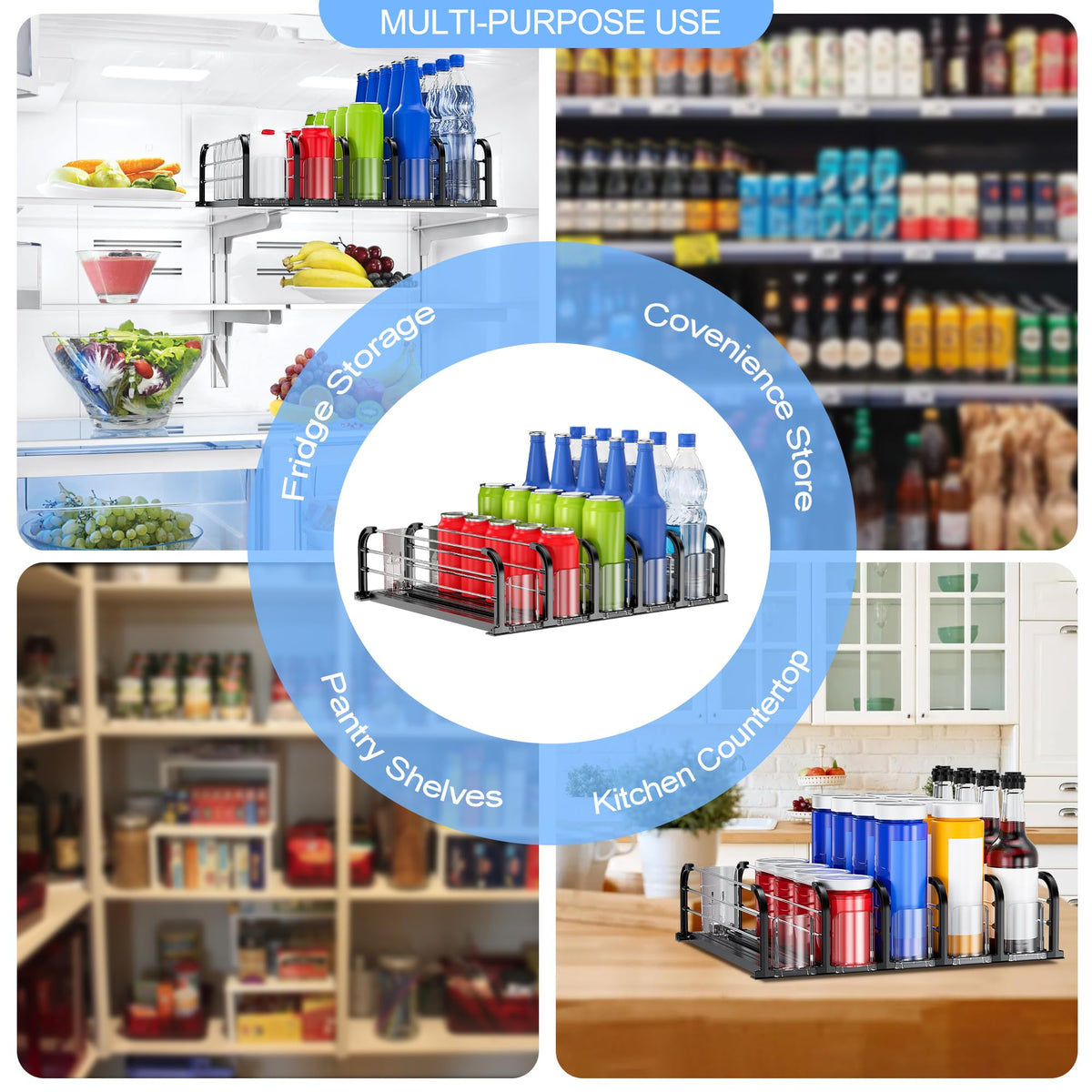 ZIJIN fridge organizer clear visibility emphasizes easy inventory at a glance