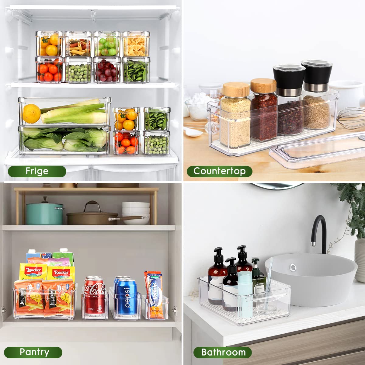 ZIJUND clear organizers suit kitchen, pantry, and drawer storage.