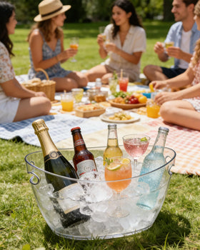 ZILAMGOO versatile display tub doubles as centerpiece or fruit display.