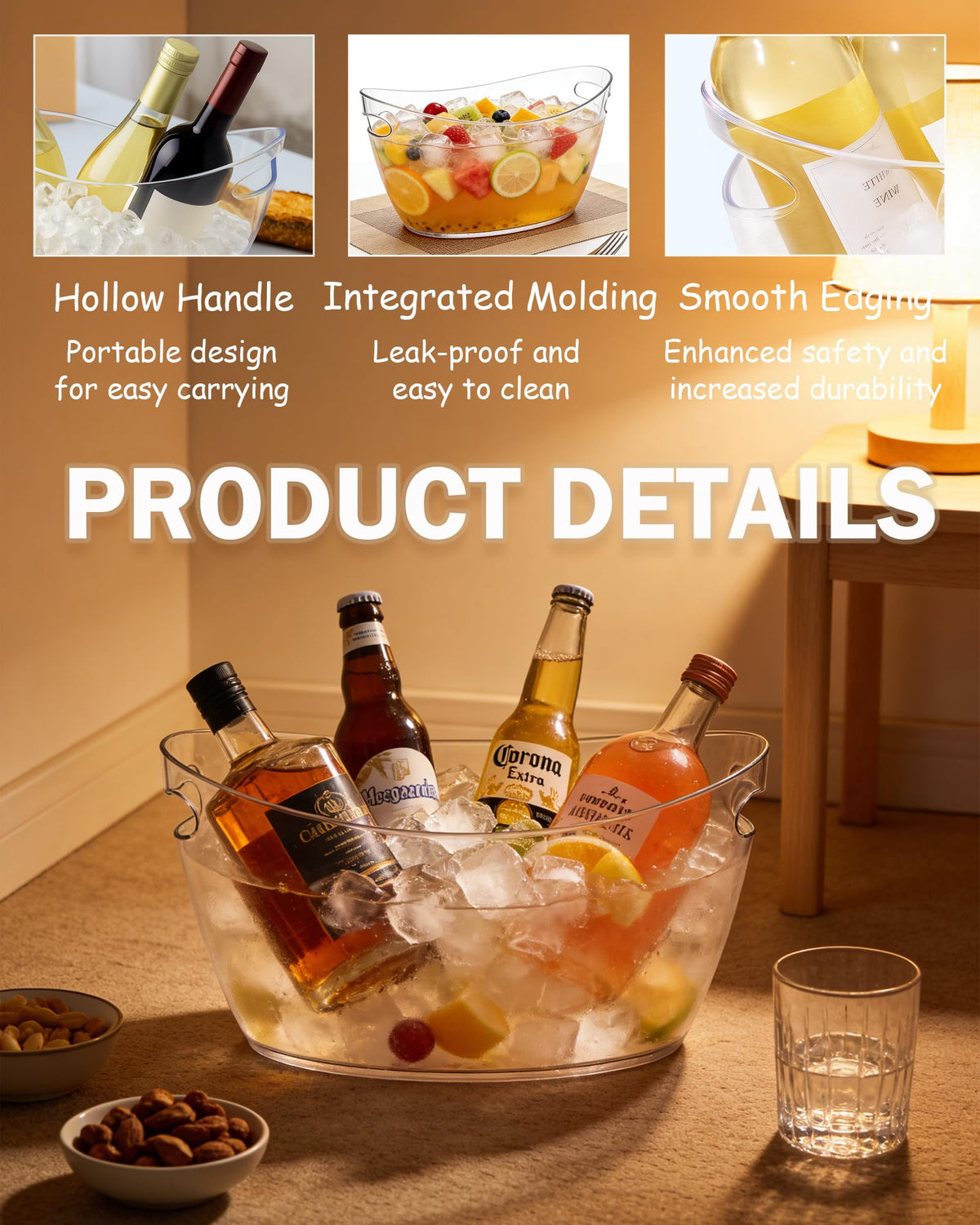 ZILAMGOO wine bucket chiller fits four bottles for elegant at-home entertaining.