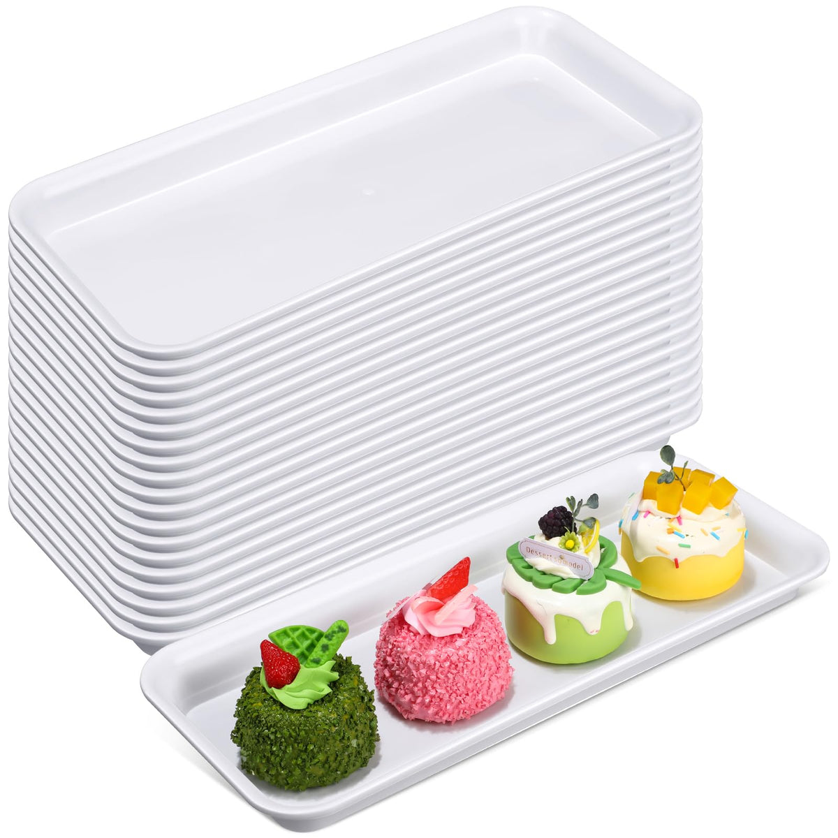 Ziliny 20-pcs rectangle serving trays in white for easy meal prep and presentation