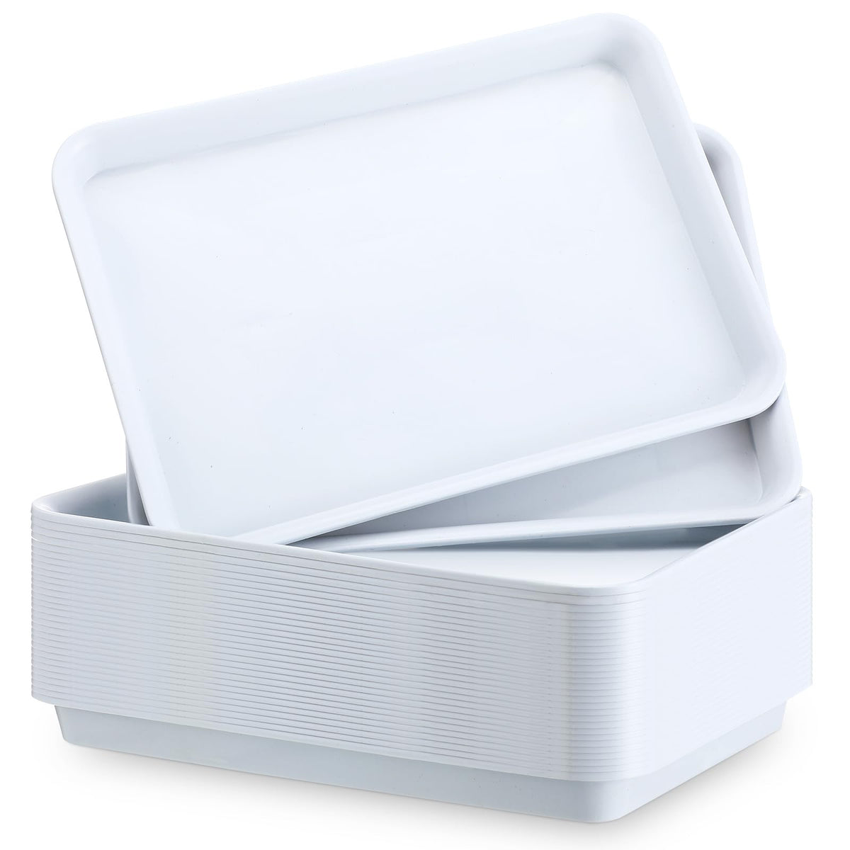 Ziliny 30-pcs white plastic serving trays set, ideal for large parties.