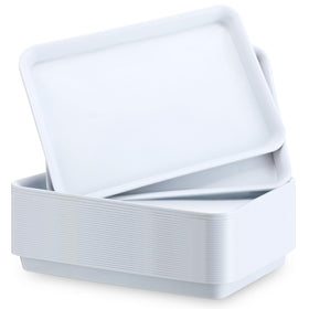 Ziliny 30-pcs white plastic serving trays set, ideal for large parties.