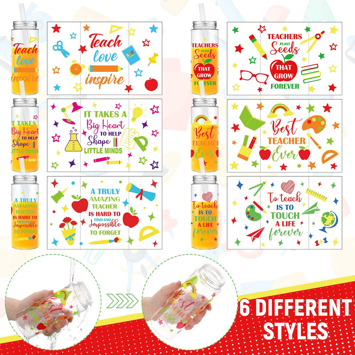 Ziliny 420ml cups with six print patterns for durable daily use.
