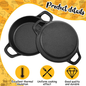 Ziliny cast iron skillet set highlighting double-loop handles for easy transport