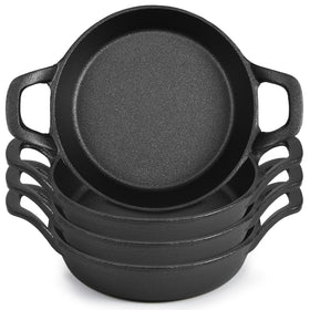 Ziliny mini cast iron skillet handle closeup with double-loop grips for easy lifting