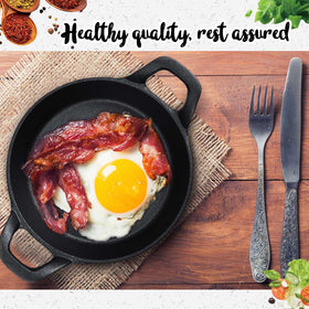 Ziliny mini cast iron skillets stacked for compact storage