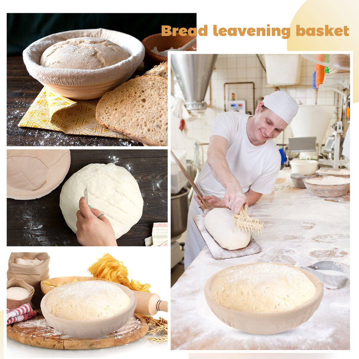 Ziliny round banneton with natural wood-tone finish complements any kitchen decor.
