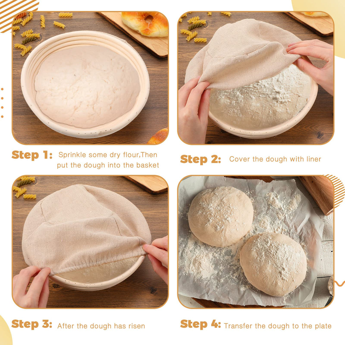 Ziliny six-basket sourdough kit arranged for a home baking session in the kitchen.