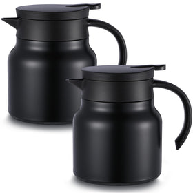 Ziliny two-pack 27oz thermal carafes in black for versatile hot or cold drinks.