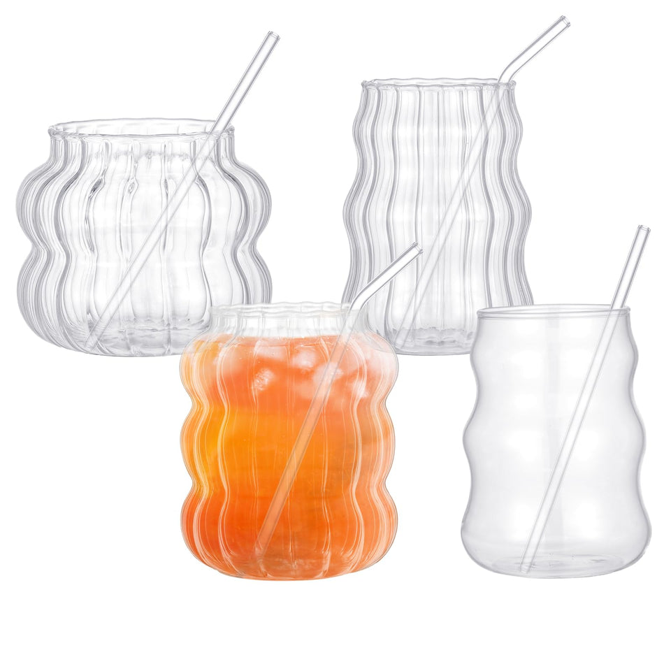 Ziliny wave-shape glassware set enhances beverage presentation with clear, elegant glass