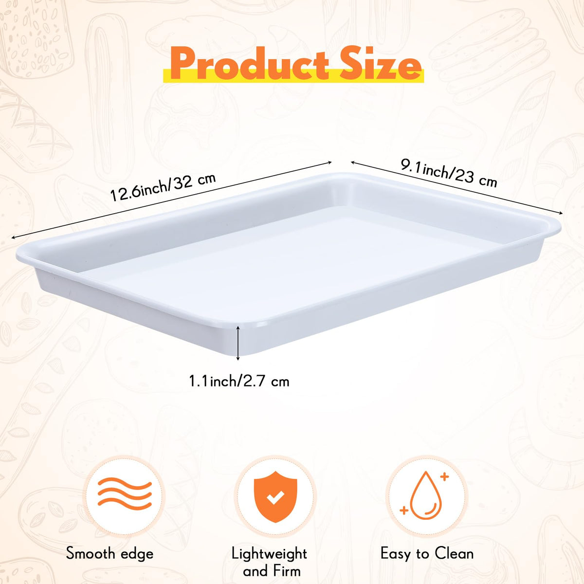 Ziliny white plastic serving trays stackable design for compact storage.