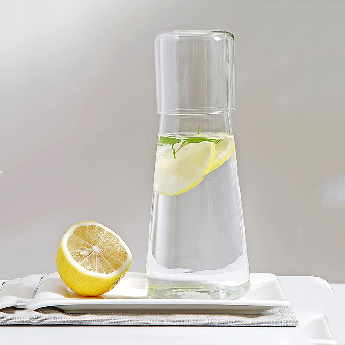 ZILJJ nightstand water carafe and cup set for convenient late-night sips.