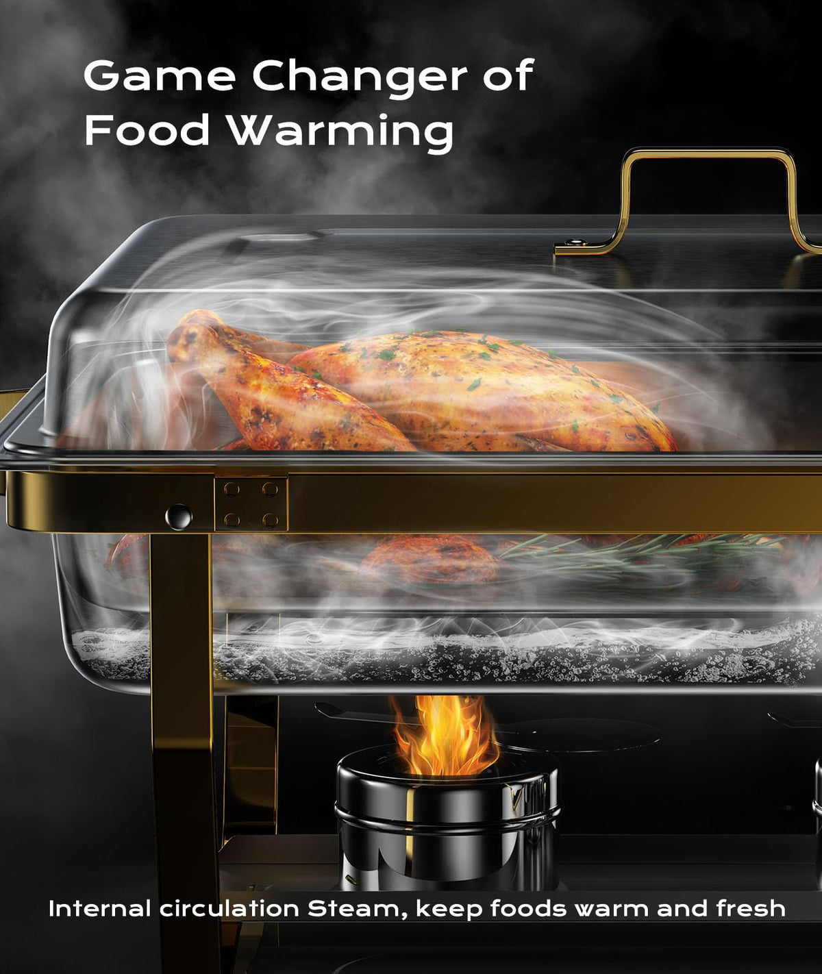ZILODE chafing pans with rolled-edge design for safe handling.