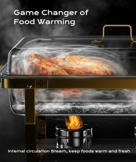 ZILODE chafing pans with rolled-edge design for safe handling.