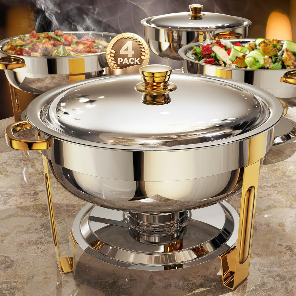 ZILODE chafing dishes set with lid assembly for fast, easy buffet setup.
