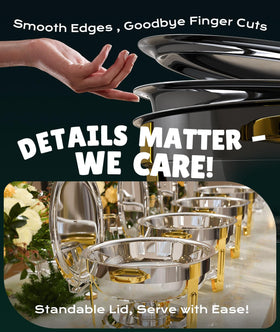 ZILODE chafing dishes gold and silver color add elegant ambiance.