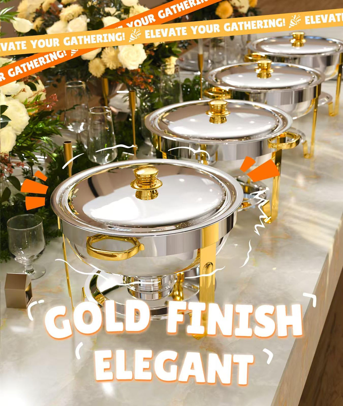 ZILODE chafing dishes rolled edge design prevents finger cuts.