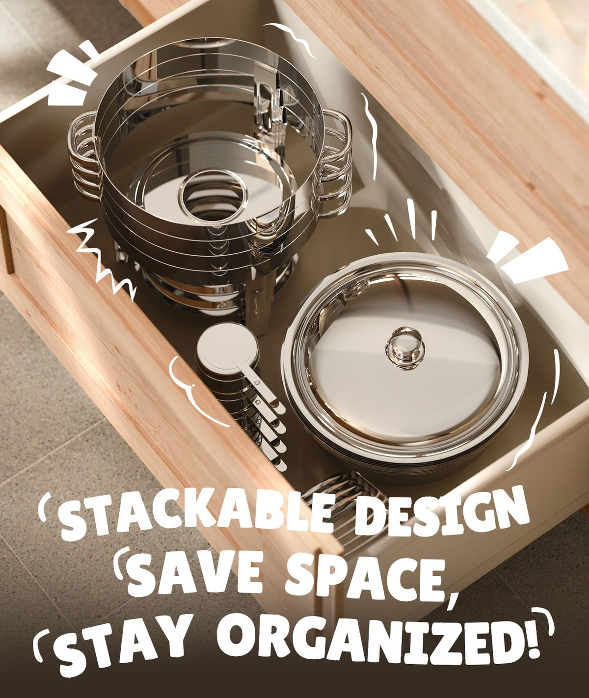 ZILODE stackable design simplifies post-event storage.