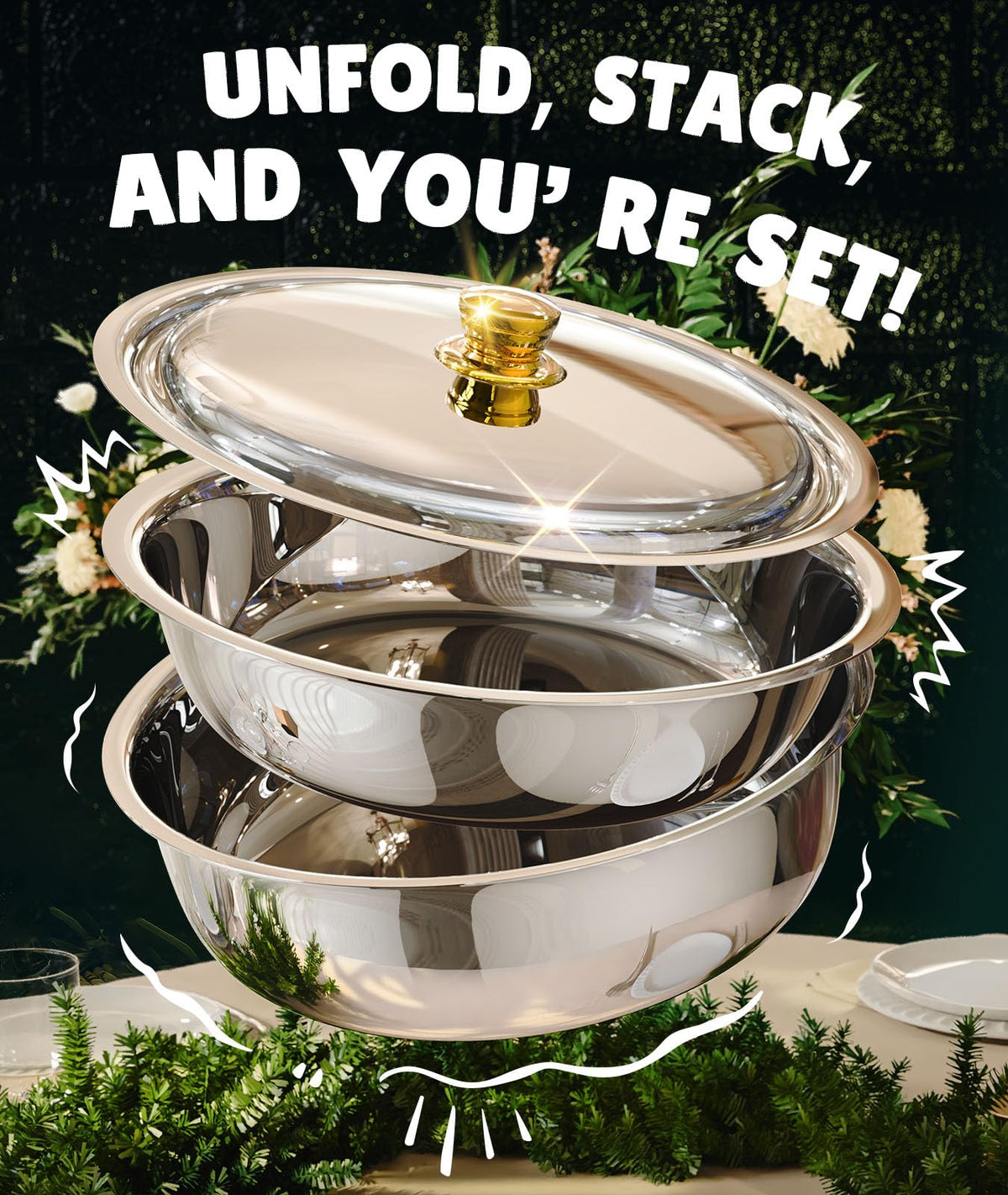 ZILODE chafing dishes stainless steel construction for durable daily use.