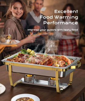 ZILODE four-pack chafing set with stand ready for quick setup.