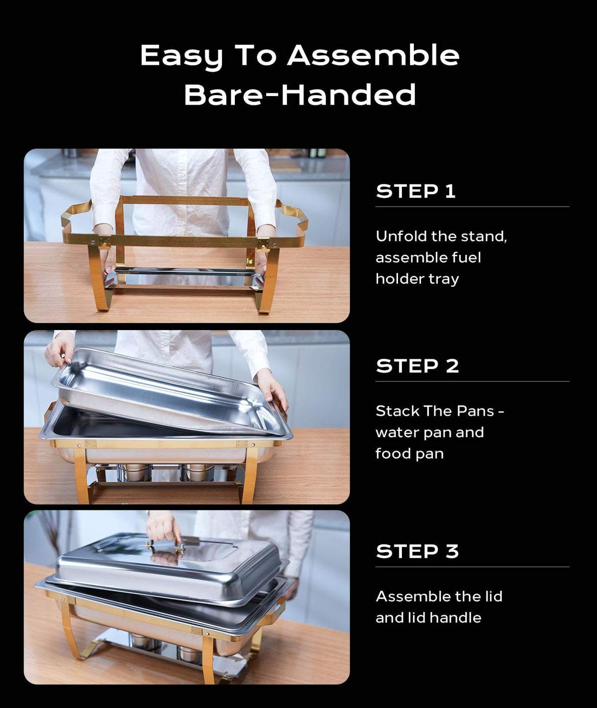 ZILODE easy-assembly buffet set stores compactly after use.