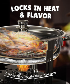 ZILODE round chafing dish with rolled-edge safety for handling.