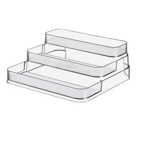 Zilphoba acrylic spice rack front view; a clear three-tier organizer for easy access.