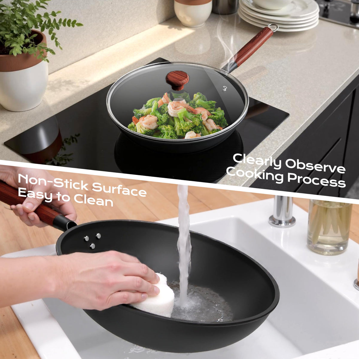 Ziluetar easy-clean carbon steel wok resists sticking and odor buildup
