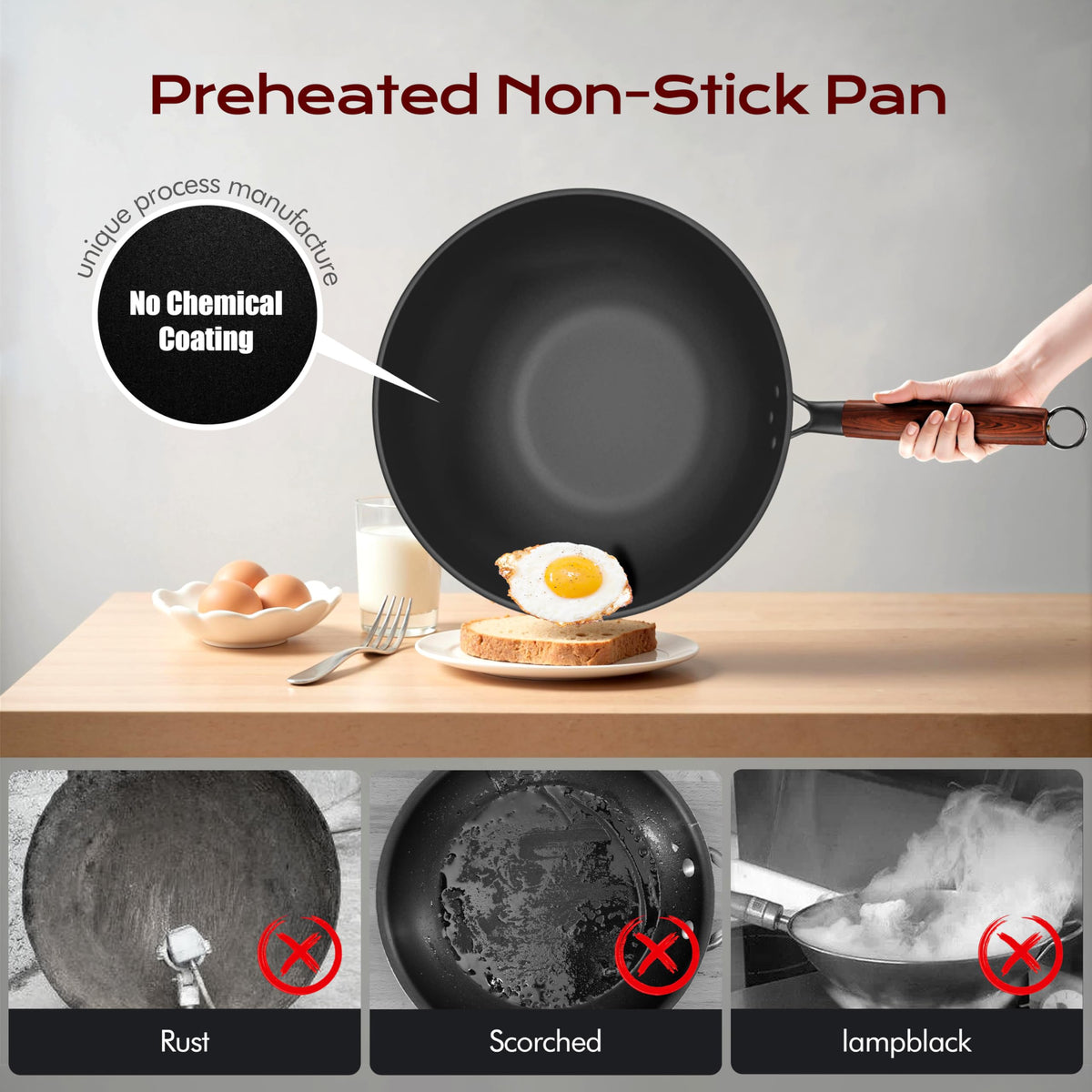 Ziluetar induction-compatible wok heating evenly on an induction burner