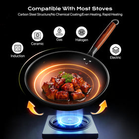 Ziluetar silicone spatula beside the wok for safe, non-stick stirring