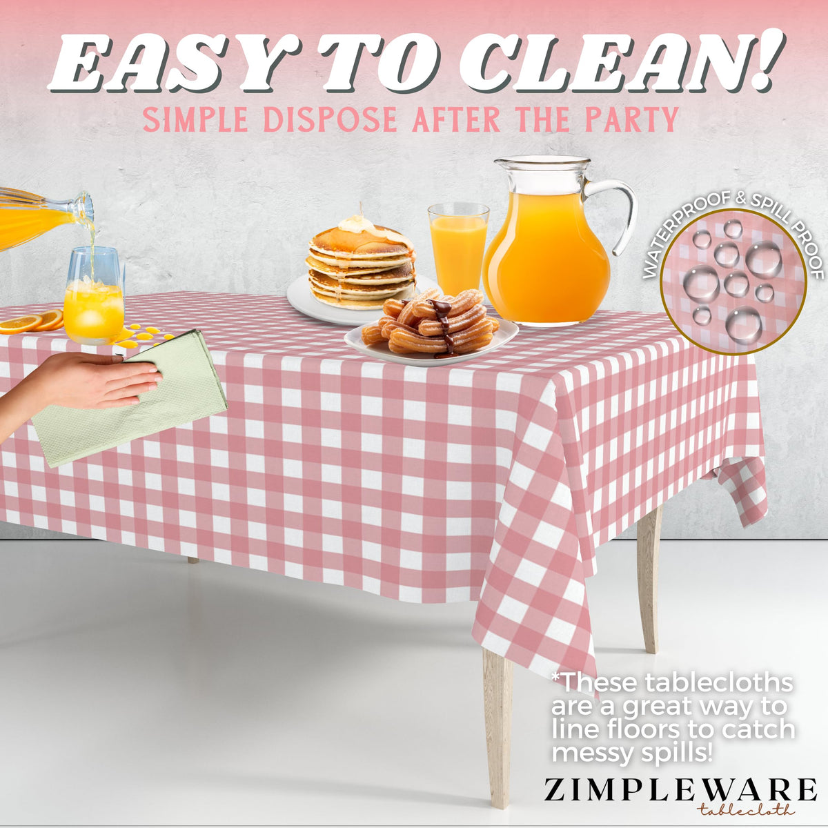 Disposable tablecloth suited for 6 to 8 foot rectangle tables