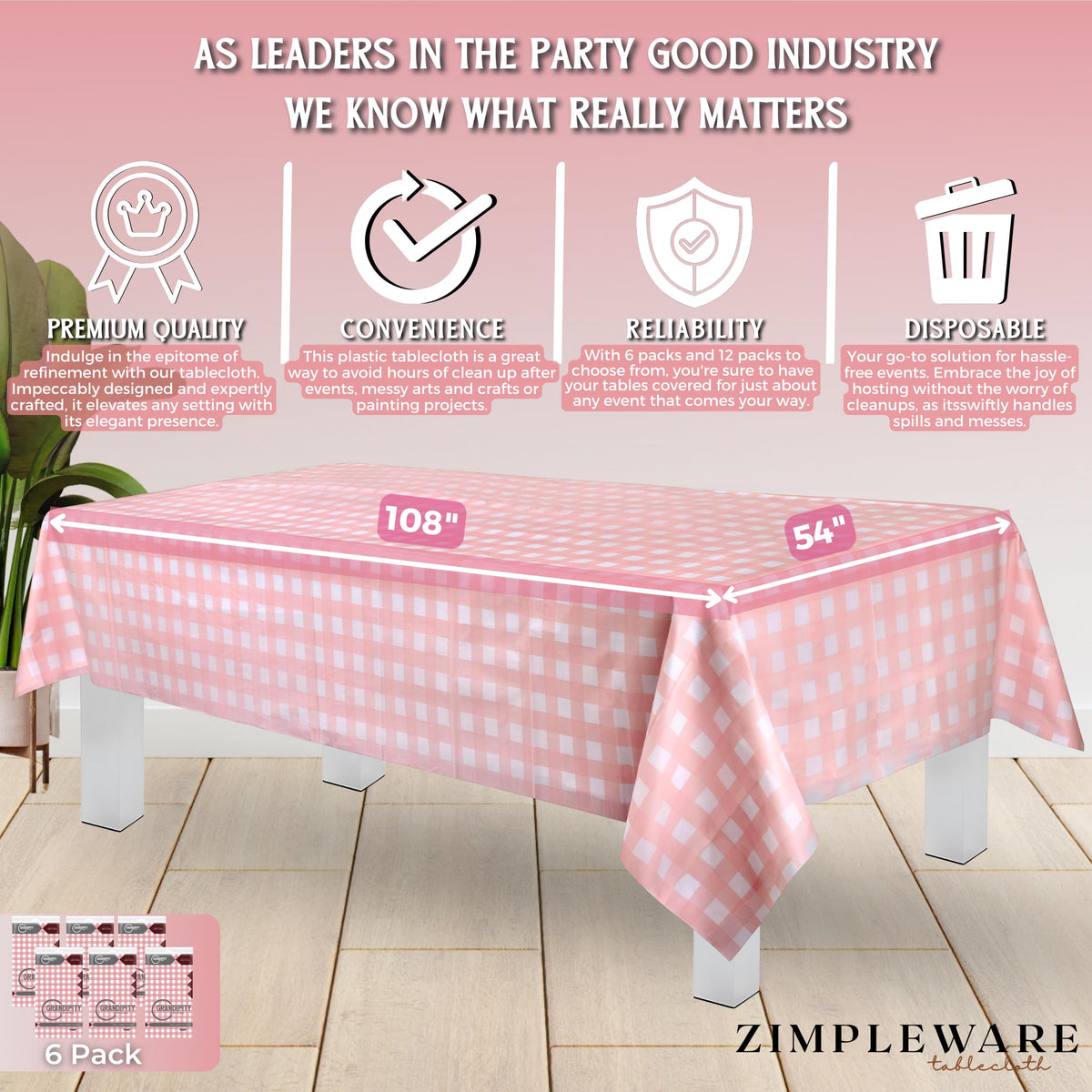 Durable fade-resistant plastic tablecloth protecting surfaces