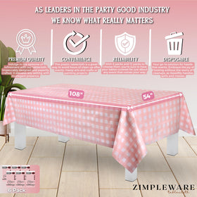 Durable fade-resistant plastic tablecloth protecting surfaces