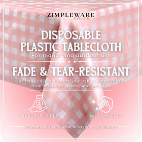 Pink gingham disposable rectangular tablecloth for 54x108 inch tables