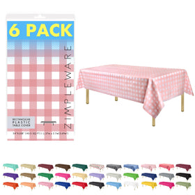 ZIMPLEWARE pink gingham tablecloth provides full coverage for 54x108 inch rectangle tables