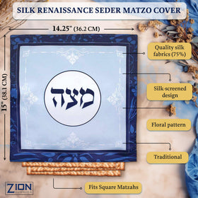 Zion Judaica Blue Renaissance design enhances Passover table decor.