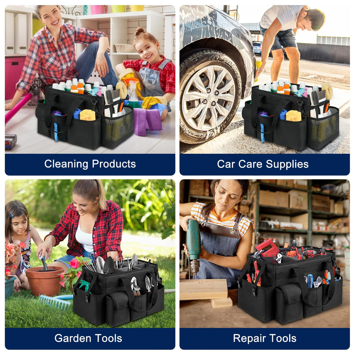ZIOZERTT caddy back pocket stores valuables securely while cleaning.