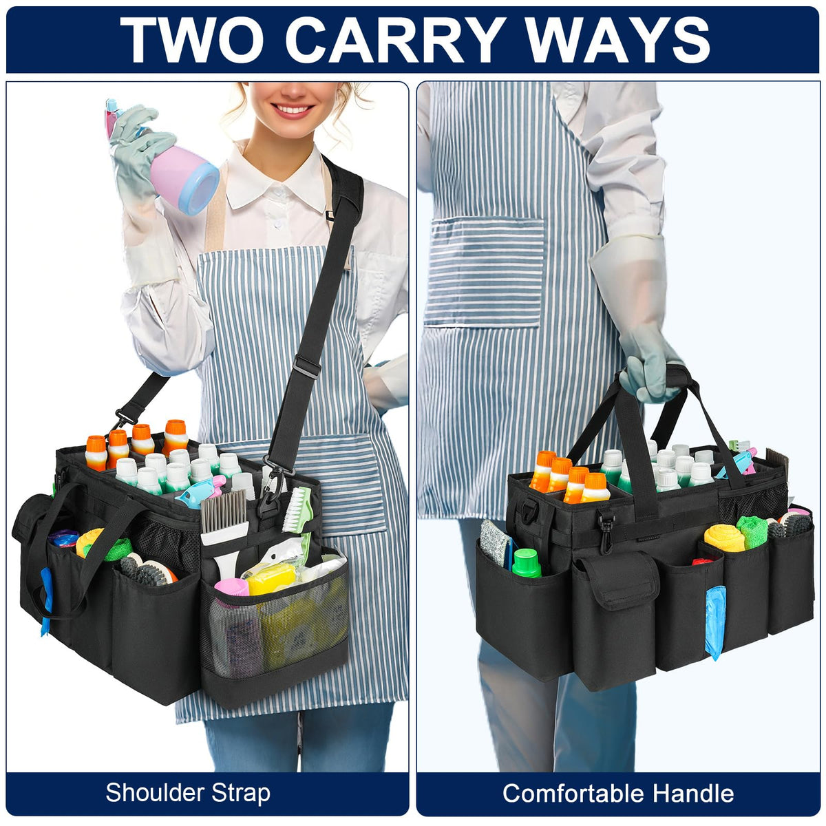 ZIOZERTT Cleaning Caddy Bag with adjustable shoulder strap for comfortable carrying
