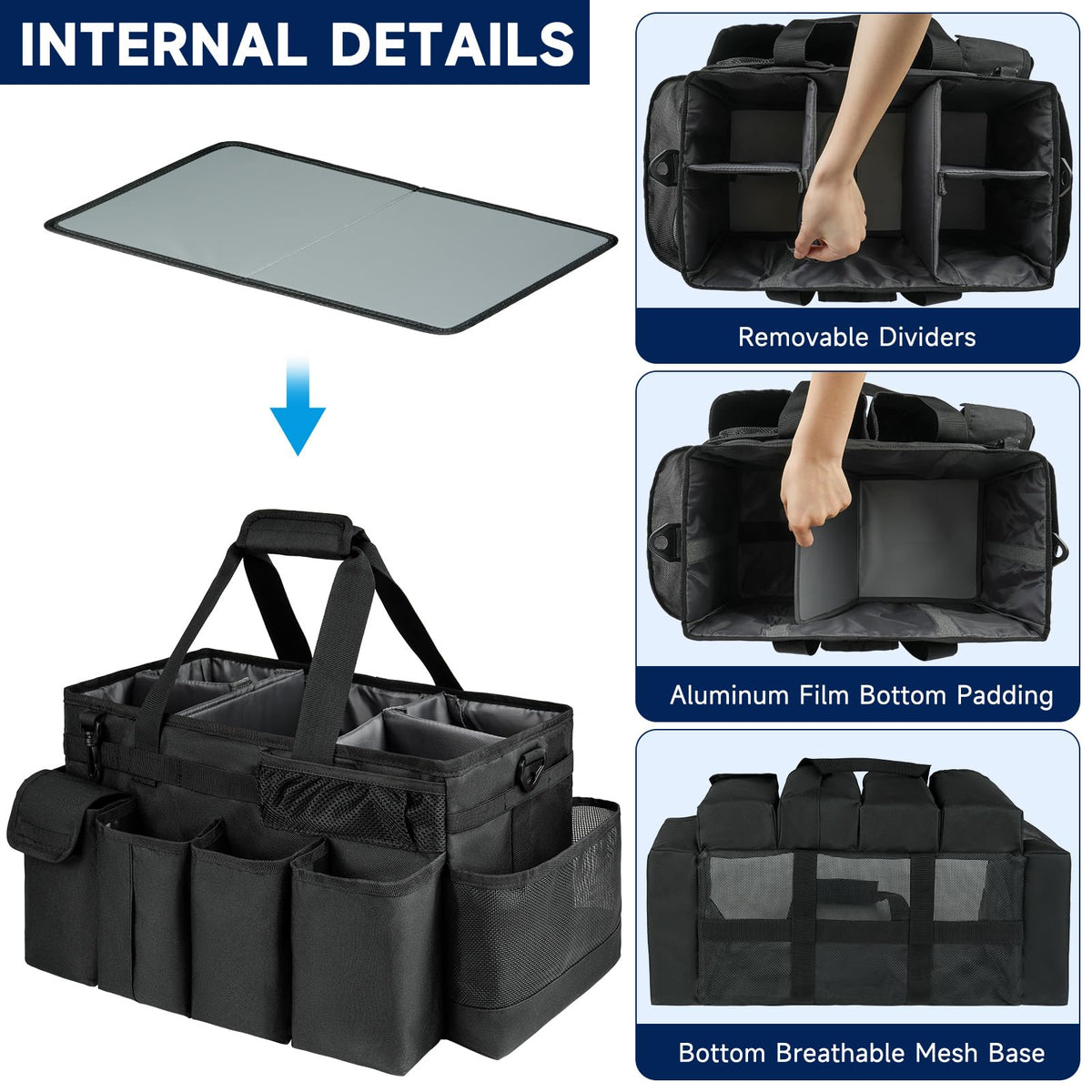 ZIOZERTT Cleaning Caddy Bag with removable padded divider for flexible layouts