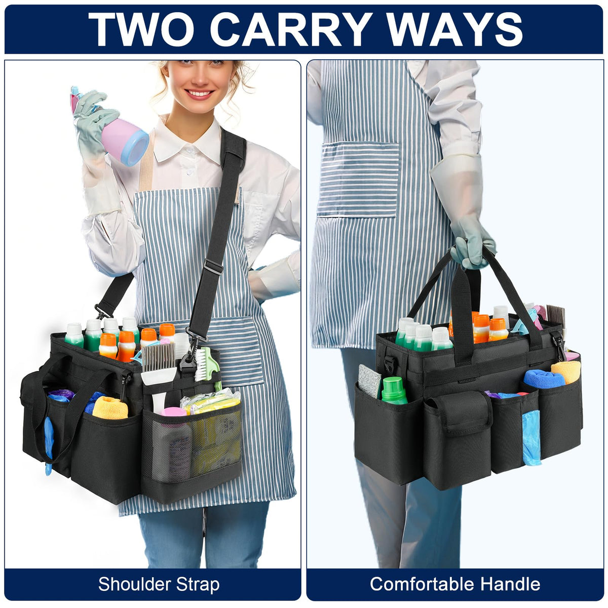 ZIOZERTT Cleaning Caddy's breathable base supports heavy bottles.
