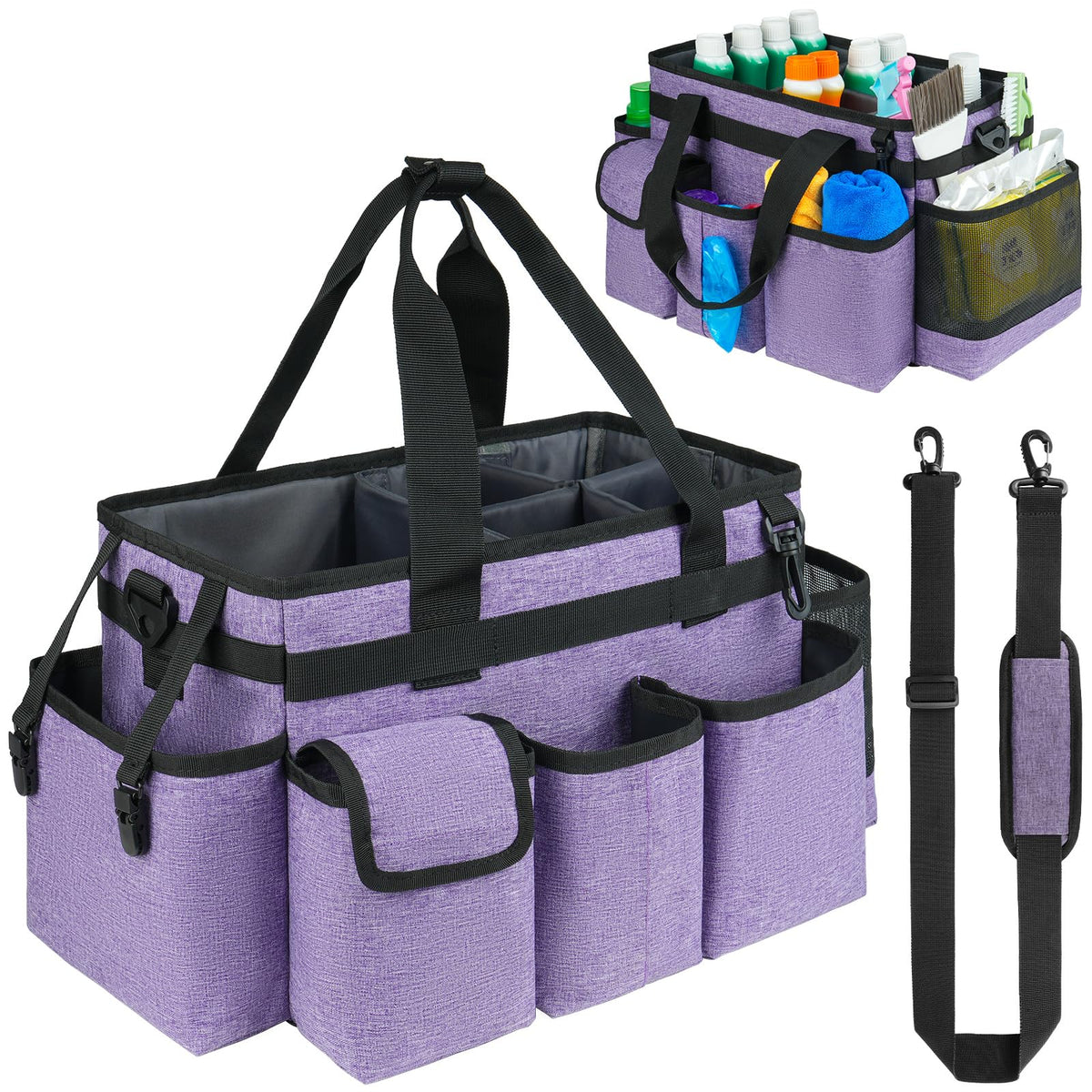 ZIOZERTT cleaning caddy with handle shows portable organization