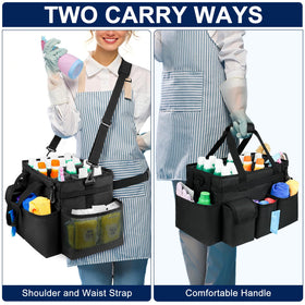 ZIOZERTT cleaning caddy adjustable straps reduce shoulder strain during movement.